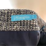 J. McLaughlin  Pencil Skirt Tweed Fringe Blue White 2 Photo 3