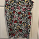 LuLaRoe 20/22 2XL Pencil Skirt Floral Roses Gray Red Pink Yellow Midi Valentines Photo 0