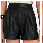Intermix Black Remi Pleated Leather Shorts NWT Photo 2