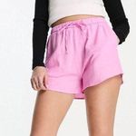 Berksha Pink Linen Look Tie Waist Shorts Photo 1