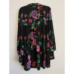 Women With Control Women's Black Long Sleeve Hi Low Hem Floral Shirt Size LP Photo 5
