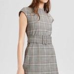 Theory Mod Belt Dress Ivory Deco Portland Plaid Size 10 Photo 0