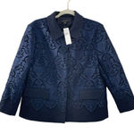 Ann Taylor NWT  Navy Blue Damask‎ Lace Collared Blazer Jacket Size 12 Coat Photo 0