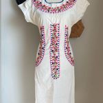 Mexico Soledad Short Embroidered Floral Tunic Dress, Size Large Pink Photo 0