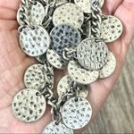 Silver tone multi strand disc statement necklace Photo 2