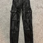 American Eagle Dark Brown Faux Leather Stretch Straight Leg Cargo Pants - 000R Photo 3