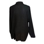 Flax  Size S 100% Linen Button Front Shirt Top Long Sleeves Black Oversized Fit Photo 1