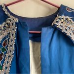 Vintage Handmade Blue Cloak Coat FIT Design School Beaded & Embroidered Satin Size M Photo 5