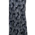 Casual Corner Navy and White Paisley Silk Maxi Slip Skirt Blue Size 8 Photo 0