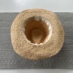 Straw Cowboy Hat with Leather Bow and Mother of Pearl Beads Buttons One Size Tan Photo 3