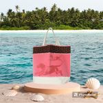 Big Canvas Tote Running Dog Beach Bag Coral and Brown on Tan NEW Photo 2