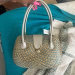 Vintage Wicker tan and green textured shoulder bag Photo 4