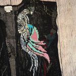 VTG 90s LIMS Black Beaded Sequined Bird Parrot Crochet Knit Cardigan Womens M Size M Photo 2