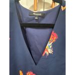 Madewell  Women's poppy Print Mini Dress Short Sleeve Navy Blue silk Size 4 Photo 2