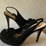 Kate Spade : Black Suede Open Toe Heels- Floral Accent- 7 Photo 10