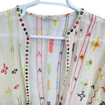 Mes Demoiselles Kimono White Multi Size OS Long Colorful Dolman Sleeve Coverup Photo 4