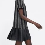 ZARA woven striped pleated dress Photo 1