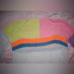 None Viral Neon Rainbow Crocheted Bell Sleeve Crop Top Womens Size Small Photo 5