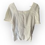 Madewell White Lightspun Harlow Square Neck Muslin Textured Blouse Photo 3