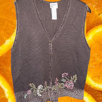 Vintage Koret Black‎ Embroidered Floral Sweater Vest Size S Black Photo 0