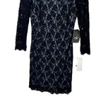 Adrianna Papell  Black Blue‎ Lace Illusion Beaded Cocktail Dress Size 4 Photo 3