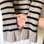 KHAITE  Tilda Striped Cashmere Sweater Ribbed Fisherman Ecru Black Small EUC Photo 2