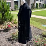 Burberry Brit Wool and Cashmere Black Trench Belted Coat Photo 3