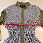 ZARA  Striped Collared Cinched Waist Button‎ Up Size Medium Photo 5