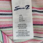 Seven7  Striped Button Down Top NWT Size Small Striped Pink and Green Blouse Photo 7
