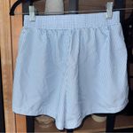 SheIn Seersucker boxer shorts logo patch high waisted rise striped Photo 2