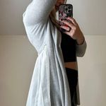 Fever: Gray and White Silky Pleated Cardigan Photo 2