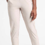 Athleta Brooklyn Leopard Textured Ankle Jogger Pants Tan Khaki Pockets Plus 26 Photo 0