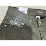 Candie's  NWT‎ Olive colored jegging with jewels beaded Photo 4