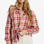 Billabong  Plaid Button-Down Shirt - Pink and Red Photo 0