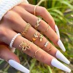 10 piece flower and leaf rings Photo 0