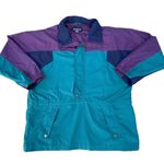 Lands' End Vintage 90s Purple Teal Colorblock Nylon Jacket Photo 0