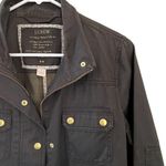 J.Crew green army jacket jean material dark green camo pockets button detail Photo 1