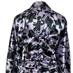 ZARA Satin Ruched Shirt Dress Size M Purple Black Floral Long Sleeve Mini NWT Size M Photo 6