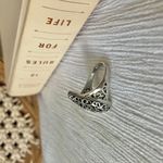 Boutique Silver Teardrop Paisley Scrollwork Filigree Hearts Ring Statement Oversized Jewelry Photo 6
