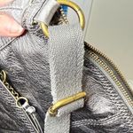 The Sak  Iris Metallic Silver Leather Crossbody Bag Purse Bird Floral Lining Photo 11