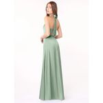 Azazie  Womens Satin Delmar Green Halter Sleeveless Bridesmaid Maxi Dress Size 4 Photo 1