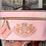 Juicy Couture Pink Velour Travel Cosmetic Bag With Rhinestone Crest Photo 0