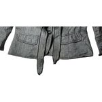 White House | Black Market Black Linen Blend Ruffle V Neck Belted Blazer Jacket 6 Photo 2