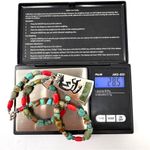 Vintage Navajo sterling silver Kokopelli, inlaid green Jasper, turquoise nklc Photo 13