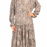 NWT ONE PRETTY TIME Paisley Print Midi Peasant Tired Midi Maxi Dress Photo 1