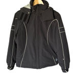Limelight Jacket Womens Size Small Black Ski Hooded Full Zip White Piping Retro Photo 0