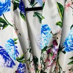 J. Dosi LA Celebrity Fashion Designer Silk Floral Long Sleeve Blouse Top Size 1 White Size M Photo 2