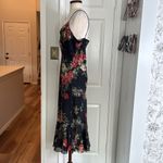 Y2k vintage asymmetrical floral rose print midi dress Black Size XL Photo 5