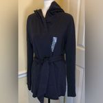 Lucky Brand  Navy Blue Belted Open Hooded Jacket w Pockets Sz Large NWT Photo 9