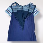 Vilagallo Vediana Blue Striped Jacquard‎ Mini Dress Size 8 Boho Embroidered Photo 7